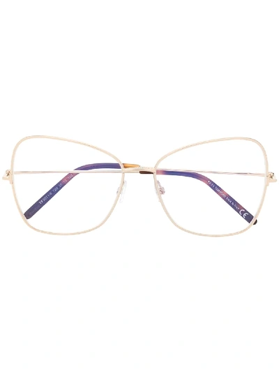 Shop Tom Ford Cat Eye Glasses In Gold