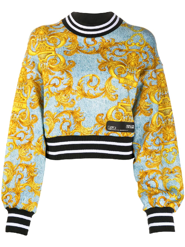 versace jeans sweatshirt with yellow baroque print