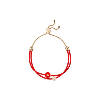 Shop Tory Burch Kira Enameled Slider Bracelet In Tory Gold/poppy Red