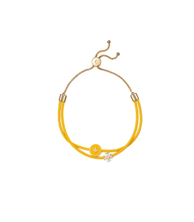 Shop Tory Burch Kira Enameled Slider Bracelet In Tory Gold/lemon Drop