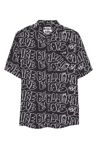 Shop Billionaire Boys Club Ripples Short Sleeve Button-up Shirt In Black