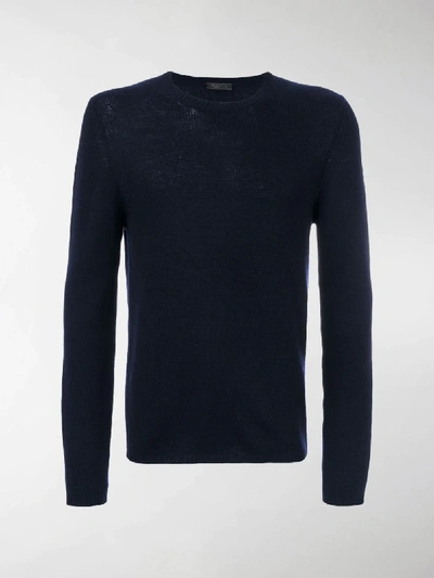 Shop Prada Cashmere Crew Neck Jumper In Blue