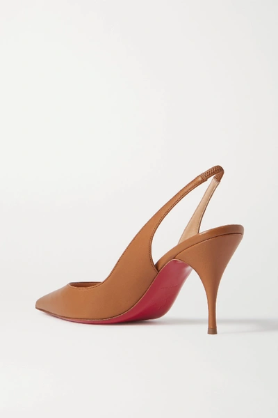 Shop Christian Louboutin Clare 80 Leather Slingback Pumps In Tan