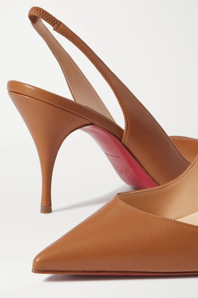 Shop Christian Louboutin Clare 80 Leather Slingback Pumps In Tan