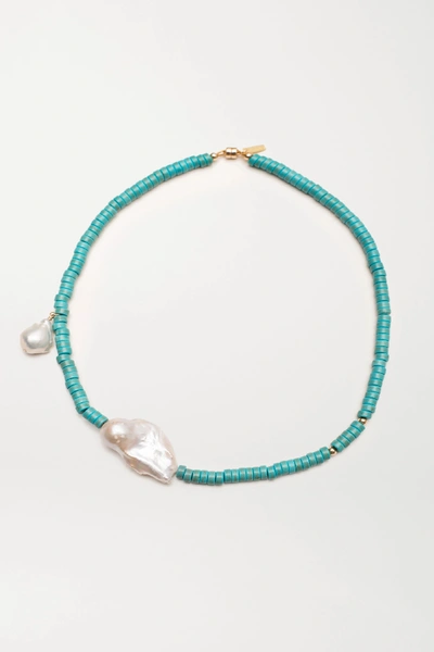 Shop Eliou Gela Turquoise And Pearl Necklace