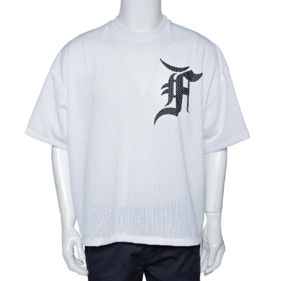 Pre-owned Fear Of God Fifth Collection White Mesh Baseball T-shirt Pre-owned Fear Of God Fifth Collection White Mesh Baseball T-shirt