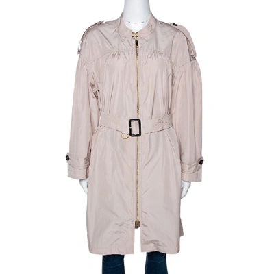 Pre-owned Burberry Antique Taupe Synthetic Rishton Zip Front Trench Coat M In Beige