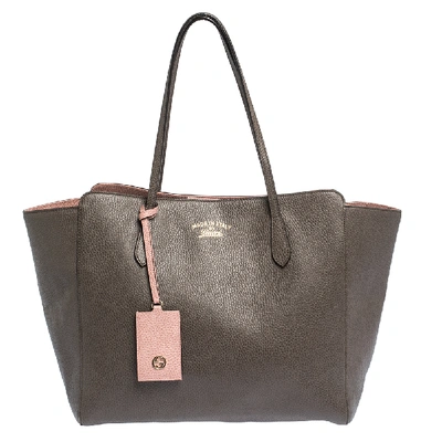 Pre-owned Gucci Brown Leather Large Swing Shopper Tote