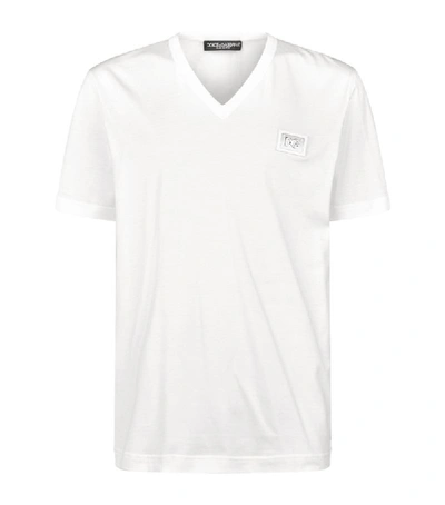 Shop Dolce & Gabbana Logo Trim V-neck T-shirt