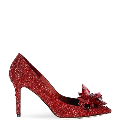Shop Jimmy Choo Alia 85 Crystal Pumps In Red Mix
