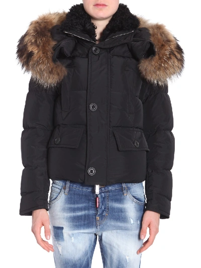 Shop Dsquared2 Nylon Down Bomber Jacket In Black