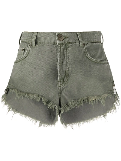 Shop One Teaspoon Cotton Le Wolves Denim Shorts In Green