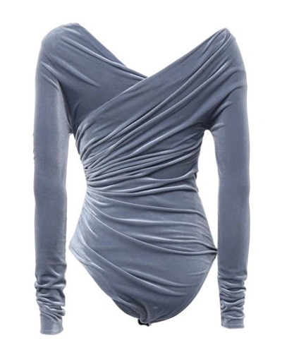 Shop Alexandre Vauthier Woman Blouse Grey Size 6 Polyester, Elastane
