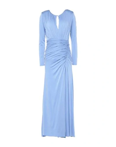 Shop Atos Lombardini Long Dresses In Pastel Blue
