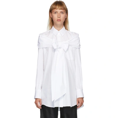 Simone Rocha Bow Detail Poplin Button-up Shirt In White