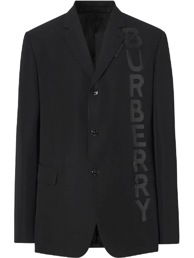 Shop Burberry Sakko Mit Logo-print In Black