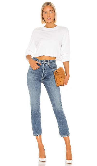 Shop Agolde Riley High Rise Straight Crop