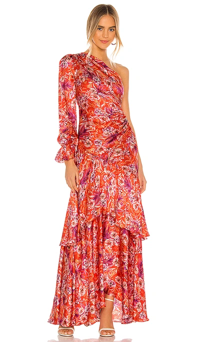 Shop Amur Israella Dress In Flame Rosa Floral