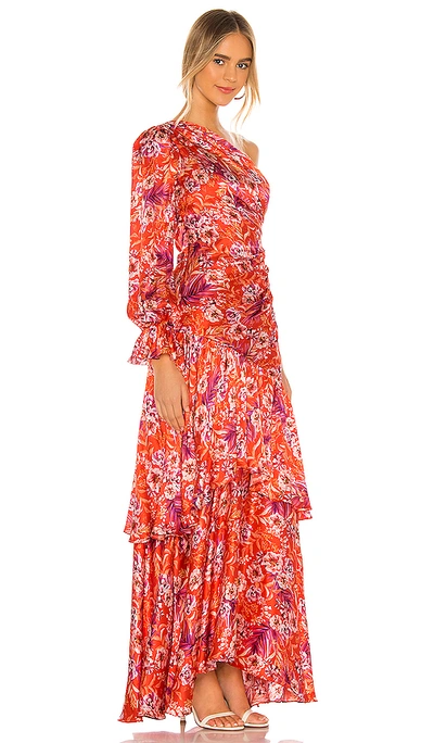 Shop Amur Israella Dress In Flame Rosa Floral