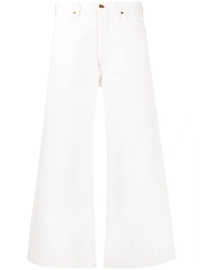 Shop Citizens Of Humanity Wide Leg Crop Jeans In White