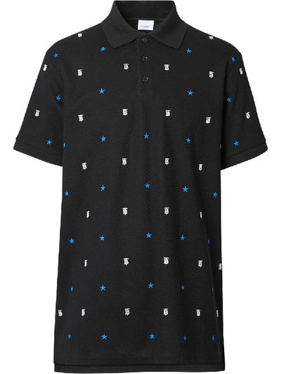 Shop Burberry Monogram-motif Star-print Polo Shirt In Black