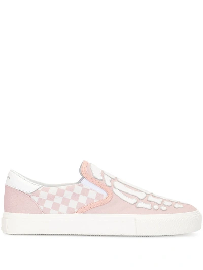 Shop Amiri Skeleton Patch Check Detail Sneakers In Pink
