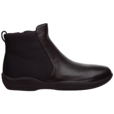 Shop Prada Women's Leather Ankle Boots Booties In Black