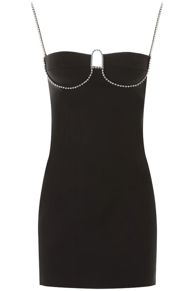 Shop Area Crystal A Logo Mini Dress In Black