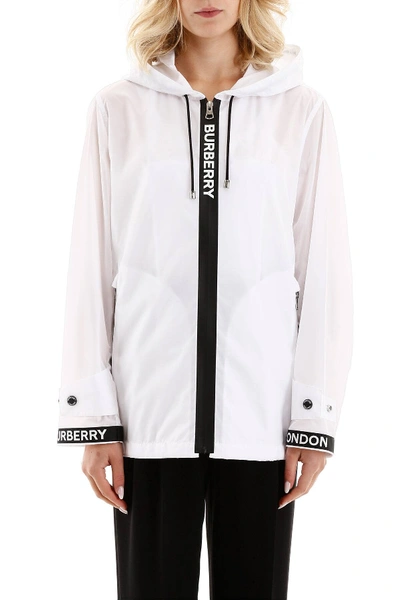 Shop Burberry Econyl Hooded Jacket In White,black
