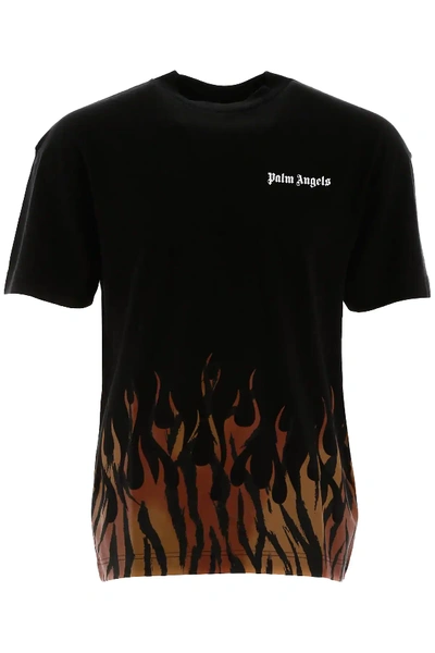 Shop Palm Angels Tiger Flames T-shirt In Black,brown,beige