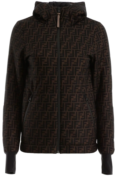 Shop Fendi Rama Puffer Jacket In Black,brown