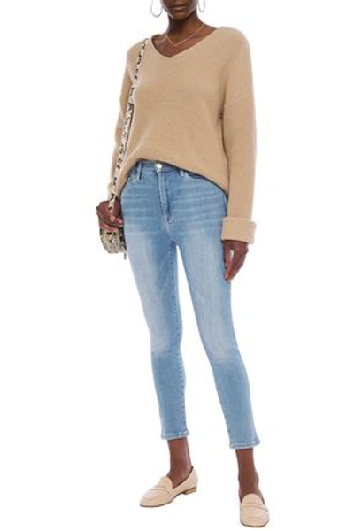 Shop Frame Ali Cropped High-rise Skinny Jeans In Mid Denim