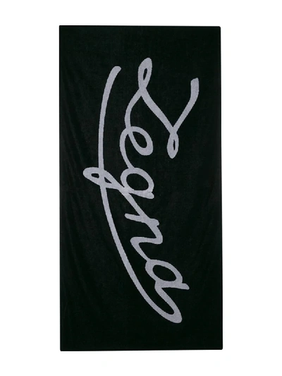 Shop Ermenegildo Zegna Logo Beach Towel In Blue