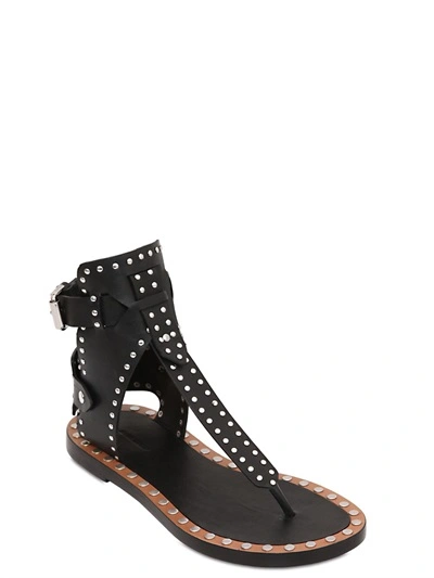 Isabel Marant Johanna Pomponius Calfskin Leather Sandals In Black