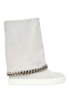 CASADEI 90Mm Suede Chained Wedge Boots, White