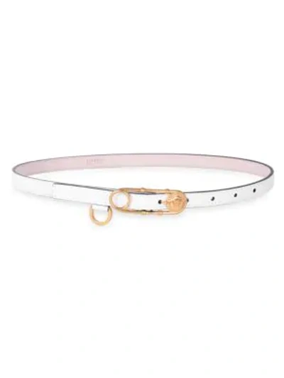 Shop Versace Women's Medusa Buckle Leather Belt In Optical White