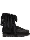 MOU 20Mm Eskimo Fringed Shearling Boots, Black