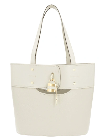 Shop Chloé Aby Tote Bag In White