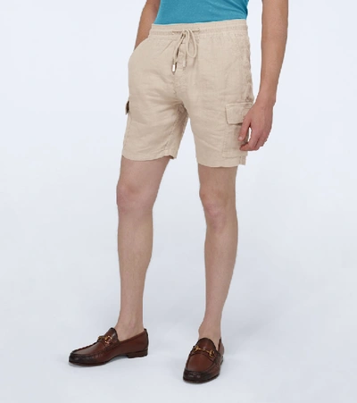 Shop Vilebrequin Baie Cargo Linen Shorts In Beige