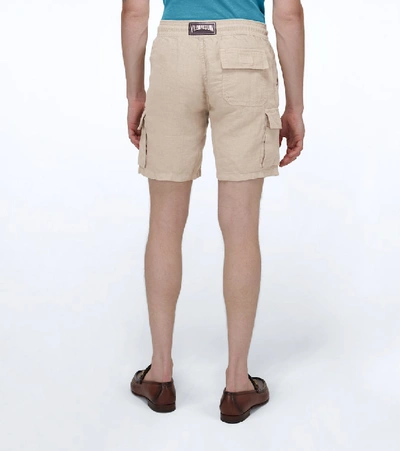 Shop Vilebrequin Baie Cargo Linen Shorts In Beige