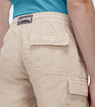 Vilebrequin Baie Linen Bermuda Shorts In Beige