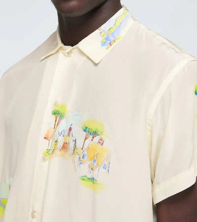 Shop Bode Silk Painted Landscape Shirt In Neutrals