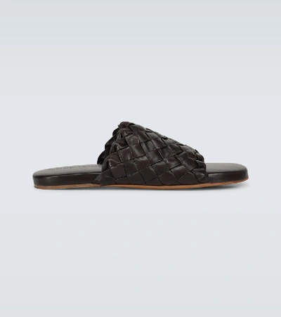 Shop Bottega Veneta Intrecciato Leather Sandals In Brown