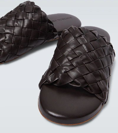 Shop Bottega Veneta Intrecciato Leather Sandals In Brown