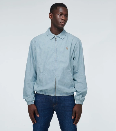 Polo Ralph Lauren Bayport Multi Player Logo Lightweight Chambray Harrington  Jacket In Light Wash-blue | ModeSens