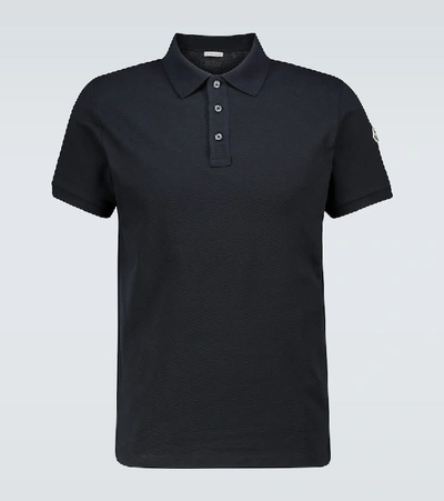 Shop Moncler Cotton Short-sleeved Polo Shirt In Blue