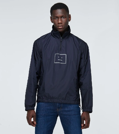 Acne Studios Face Oversize Half-zip Face Jacket, Blue In Face