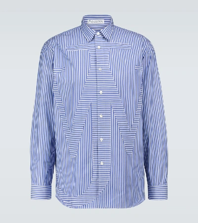 Shop Jw Anderson Relaxed Anchor Appliqué Shirt In Blue