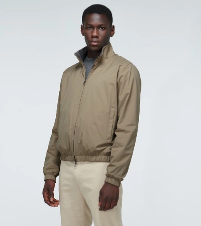 Loro Piana Reversible Khaki & Brown Windmate Bomber Jacket In Beige