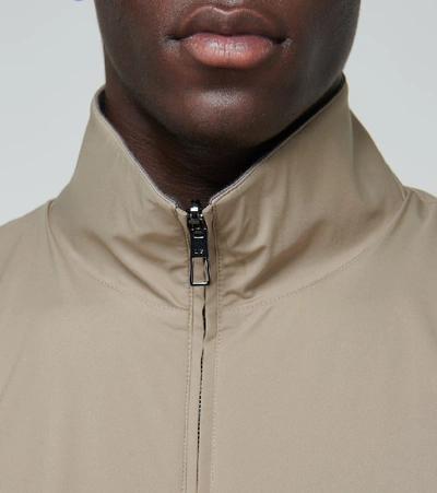 Loro Piana Reversible Khaki & Brown Windmate Bomber Jacket In Beige